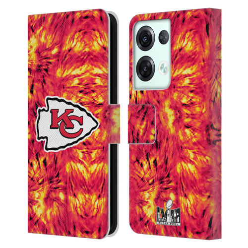 NFL 2024 Super Bowl LVIII Champions Kansas City Chiefs Tie Dye Leather Book Wallet Case Cover For OPPO Reno8 Pro