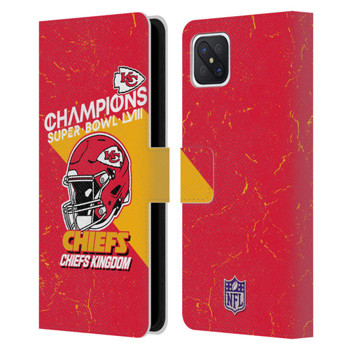 NFL 2024 Super Bowl LVIII Champions Kansas City Chiefs Helmet Leather Book Wallet Case Cover For OPPO Reno4 Z 5G