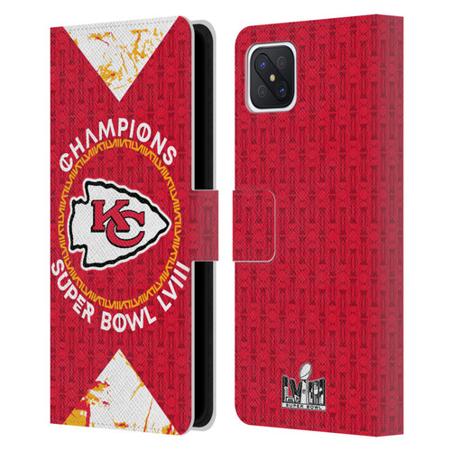NFL 2024 Super Bowl LVIII Champions Kansas City Chiefs Patterns Leather Book Wallet Case Cover For OPPO Reno4 Z 5G