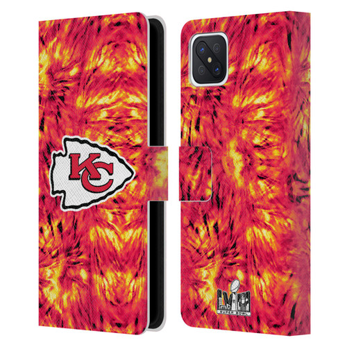 NFL 2024 Super Bowl LVIII Champions Kansas City Chiefs Tie Dye Leather Book Wallet Case Cover For OPPO Reno4 Z 5G