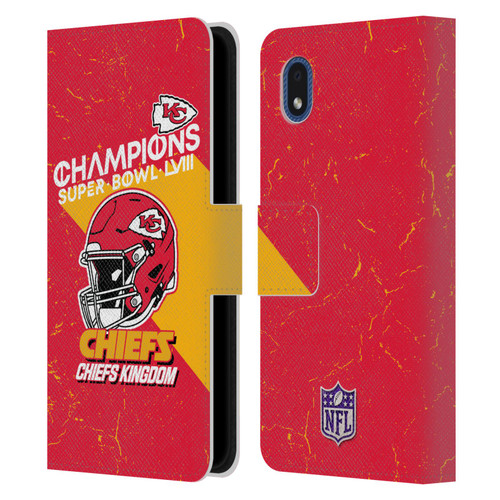 NFL 2024 Super Bowl LVIII Champions Kansas City Chiefs Helmet Leather Book Wallet Case Cover For Samsung Galaxy A01 Core (2020)