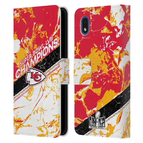 NFL 2024 Super Bowl LVIII Champions Kansas City Chiefs Marble Leather Book Wallet Case Cover For Samsung Galaxy A01 Core (2020)