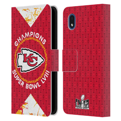 NFL 2024 Super Bowl LVIII Champions Kansas City Chiefs Patterns Leather Book Wallet Case Cover For Samsung Galaxy A01 Core (2020)