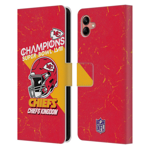 NFL 2024 Super Bowl LVIII Champions Kansas City Chiefs Helmet Leather Book Wallet Case Cover For Samsung Galaxy A04 (2022)