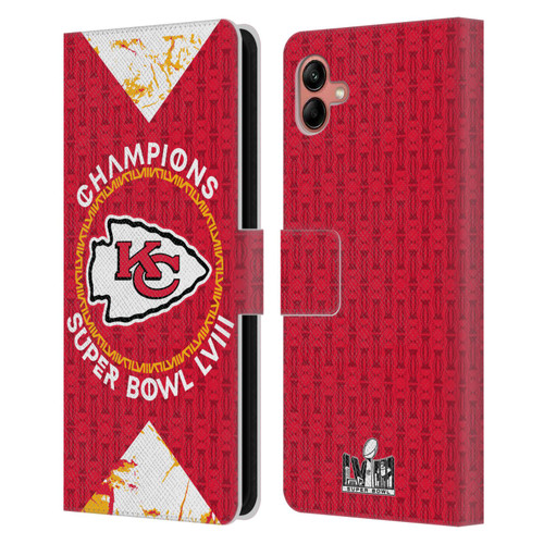 NFL 2024 Super Bowl LVIII Champions Kansas City Chiefs Patterns Leather Book Wallet Case Cover For Samsung Galaxy A04 (2022)