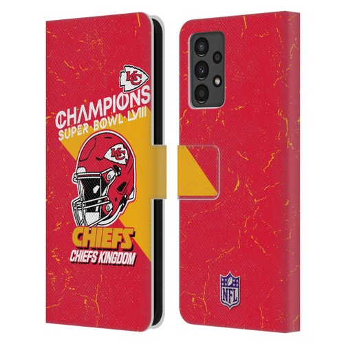 NFL 2024 Super Bowl LVIII Champions Kansas City Chiefs Helmet Leather Book Wallet Case Cover For Samsung Galaxy A13 (2022)