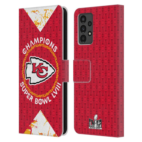 NFL 2024 Super Bowl LVIII Champions Kansas City Chiefs Patterns Leather Book Wallet Case Cover For Samsung Galaxy A13 (2022)