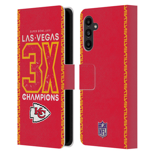 NFL 2024 Super Bowl LVIII Champions Kansas City Chiefs 3x Champ Leather Book Wallet Case Cover For Samsung Galaxy A13 5G (2021)