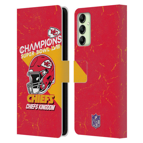 NFL 2024 Super Bowl LVIII Champions Kansas City Chiefs Helmet Leather Book Wallet Case Cover For Samsung Galaxy A14 5G