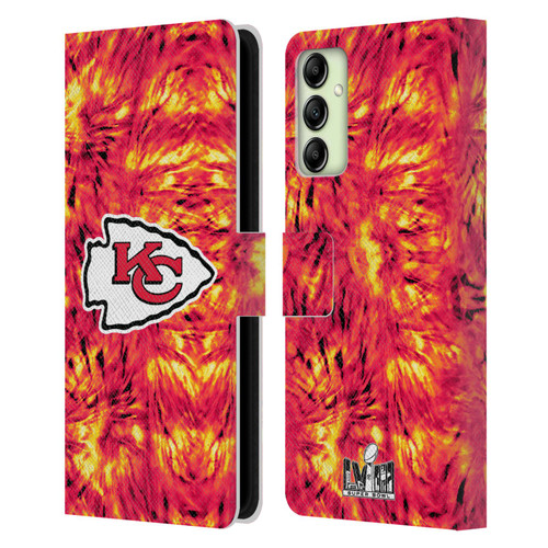NFL 2024 Super Bowl LVIII Champions Kansas City Chiefs Tie Dye Leather Book Wallet Case Cover For Samsung Galaxy A14 5G
