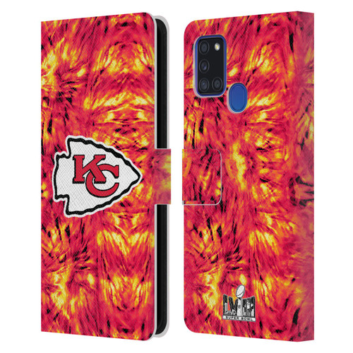 NFL 2024 Super Bowl LVIII Champions Kansas City Chiefs Tie Dye Leather Book Wallet Case Cover For Samsung Galaxy A21s (2020)