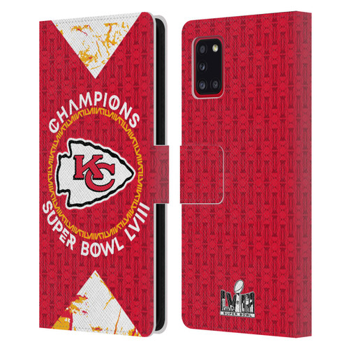 NFL 2024 Super Bowl LVIII Champions Kansas City Chiefs Patterns Leather Book Wallet Case Cover For Samsung Galaxy A31 (2020)