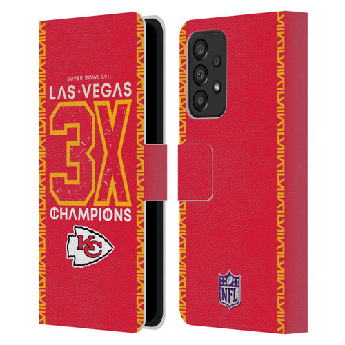 NFL 2024 Super Bowl LVIII Champions Kansas City Chiefs 3x Champ Leather Book Wallet Case Cover For Samsung Galaxy A33 5G (2022)