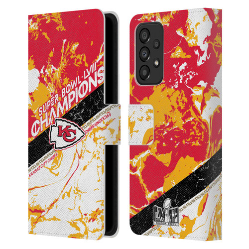 NFL 2024 Super Bowl LVIII Champions Kansas City Chiefs Marble Leather Book Wallet Case Cover For Samsung Galaxy A33 5G (2022)