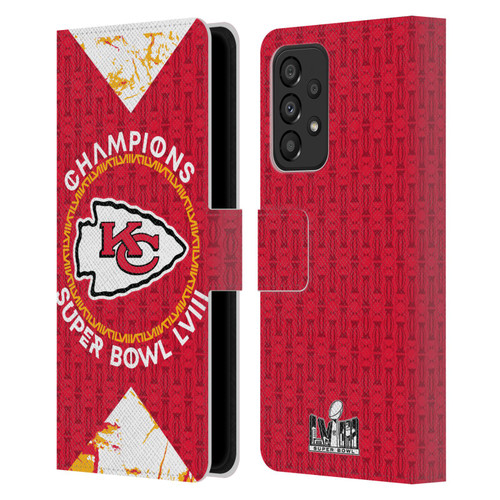 NFL 2024 Super Bowl LVIII Champions Kansas City Chiefs Patterns Leather Book Wallet Case Cover For Samsung Galaxy A33 5G (2022)