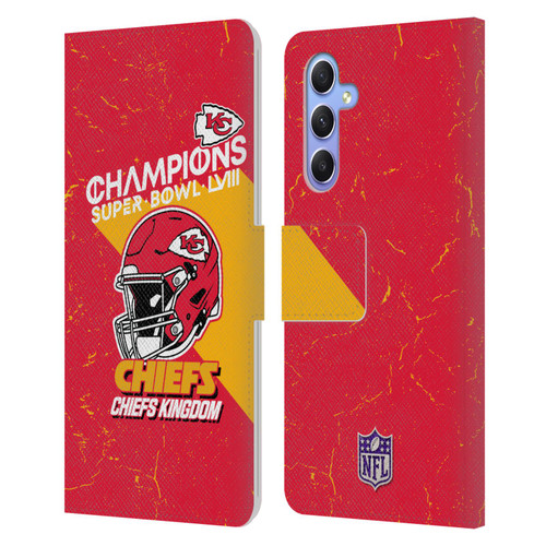 NFL 2024 Super Bowl LVIII Champions Kansas City Chiefs Helmet Leather Book Wallet Case Cover For Samsung Galaxy A34 5G