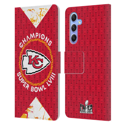 NFL 2024 Super Bowl LVIII Champions Kansas City Chiefs Patterns Leather Book Wallet Case Cover For Samsung Galaxy A34 5G