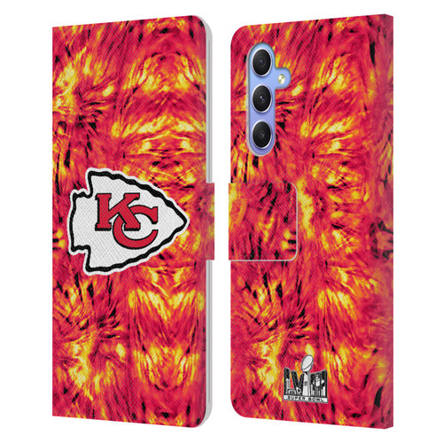 NFL 2024 Super Bowl LVIII Champions Kansas City Chiefs Tie Dye Leather Book Wallet Case Cover For Samsung Galaxy A34 5G