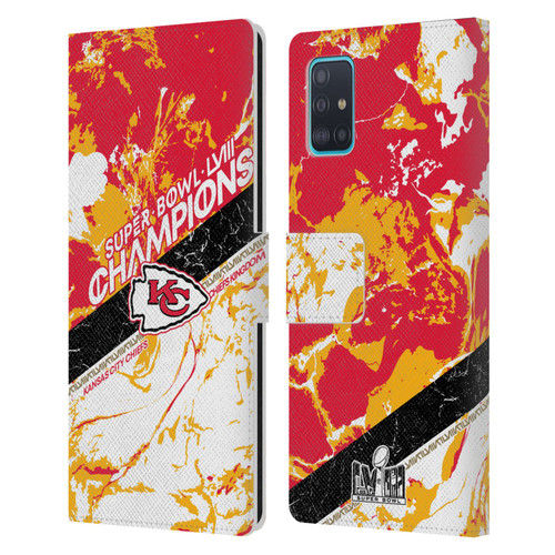 NFL 2024 Super Bowl LVIII Champions Kansas City Chiefs Marble Leather Book Wallet Case Cover For Samsung Galaxy A51 (2019)