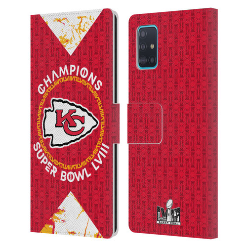 NFL 2024 Super Bowl LVIII Champions Kansas City Chiefs Patterns Leather Book Wallet Case Cover For Samsung Galaxy A51 (2019)