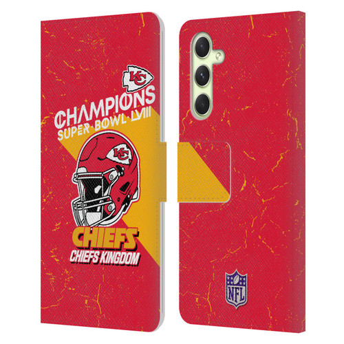 NFL 2024 Super Bowl LVIII Champions Kansas City Chiefs Helmet Leather Book Wallet Case Cover For Samsung Galaxy A54 5G