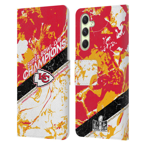 NFL 2024 Super Bowl LVIII Champions Kansas City Chiefs Marble Leather Book Wallet Case Cover For Samsung Galaxy A54 5G