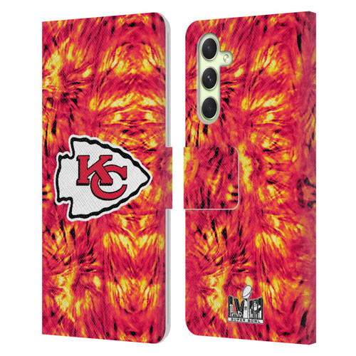 NFL 2024 Super Bowl LVIII Champions Kansas City Chiefs Tie Dye Leather Book Wallet Case Cover For Samsung Galaxy A54 5G