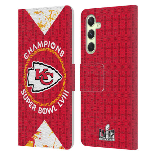 NFL 2024 Super Bowl LVIII Champions Kansas City Chiefs Patterns Leather Book Wallet Case Cover For Samsung Galaxy A54 5G