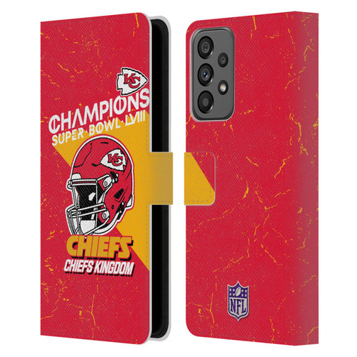 NFL 2024 Super Bowl LVIII Champions Kansas City Chiefs Helmet Leather Book Wallet Case Cover For Samsung Galaxy A73 5G (2022)