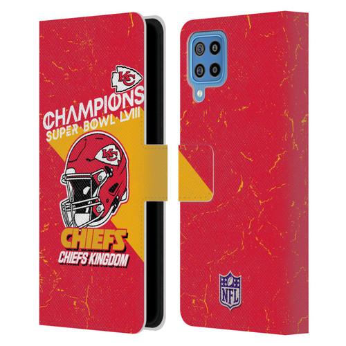 NFL 2024 Super Bowl LVIII Champions Kansas City Chiefs Helmet Leather Book Wallet Case Cover For Samsung Galaxy F22 (2021)