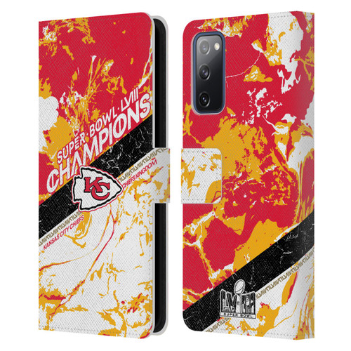 NFL 2024 Super Bowl LVIII Champions Kansas City Chiefs Marble Leather Book Wallet Case Cover For Samsung Galaxy S20 FE / 5G