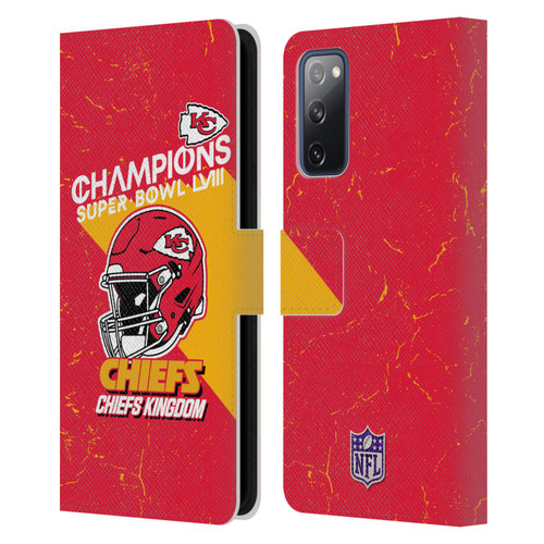 NFL 2024 Super Bowl LVIII Champions Kansas City Chiefs Helmet Leather Book Wallet Case Cover For Samsung Galaxy S20 FE / 5G