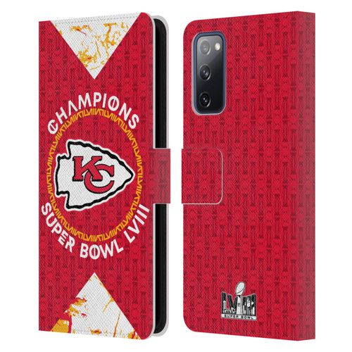 NFL 2024 Super Bowl LVIII Champions Kansas City Chiefs Patterns Leather Book Wallet Case Cover For Samsung Galaxy S20 FE / 5G