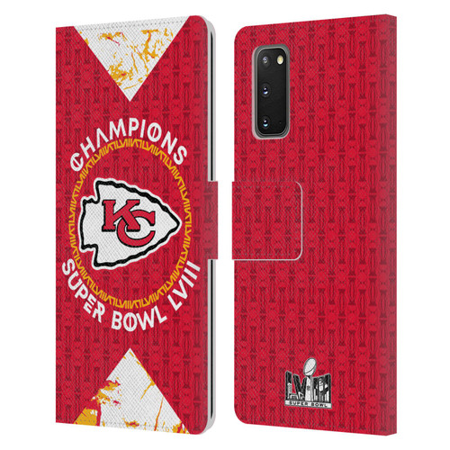 NFL 2024 Super Bowl LVIII Champions Kansas City Chiefs Patterns Leather Book Wallet Case Cover For Samsung Galaxy S20 / S20 5G