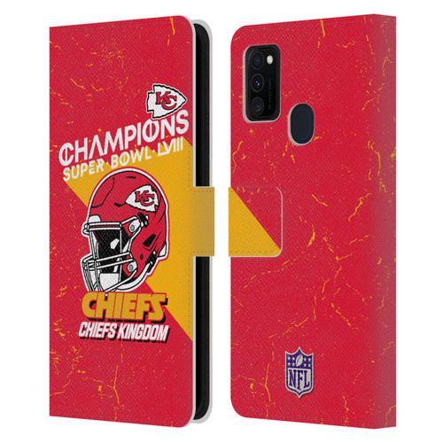 NFL 2024 Super Bowl LVIII Champions Kansas City Chiefs Helmet Leather Book Wallet Case Cover For Samsung Galaxy M30s (2019)/M21 (2020)