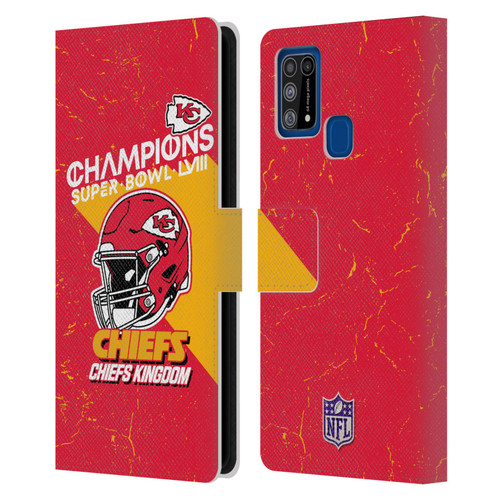 NFL 2024 Super Bowl LVIII Champions Kansas City Chiefs Helmet Leather Book Wallet Case Cover For Samsung Galaxy M31 (2020)