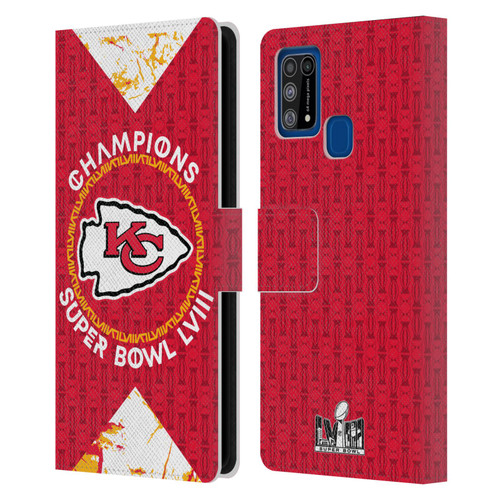 NFL 2024 Super Bowl LVIII Champions Kansas City Chiefs Patterns Leather Book Wallet Case Cover For Samsung Galaxy M31 (2020)
