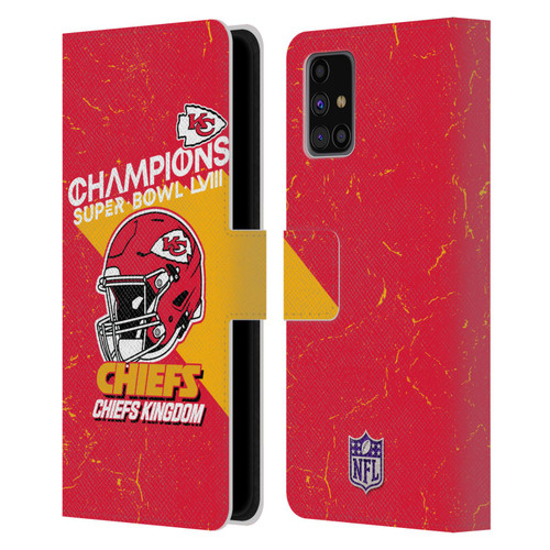 NFL 2024 Super Bowl LVIII Champions Kansas City Chiefs Helmet Leather Book Wallet Case Cover For Samsung Galaxy M31s (2020)