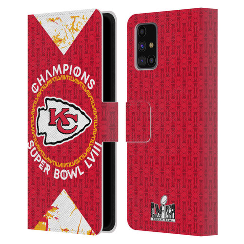 NFL 2024 Super Bowl LVIII Champions Kansas City Chiefs Patterns Leather Book Wallet Case Cover For Samsung Galaxy M31s (2020)