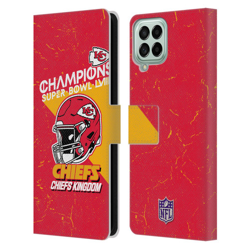 NFL 2024 Super Bowl LVIII Champions Kansas City Chiefs Helmet Leather Book Wallet Case Cover For Samsung Galaxy M33 (2022)