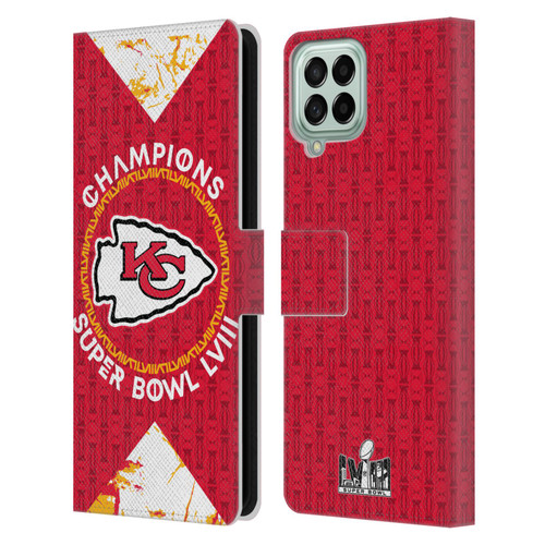 NFL 2024 Super Bowl LVIII Champions Kansas City Chiefs Patterns Leather Book Wallet Case Cover For Samsung Galaxy M33 (2022)