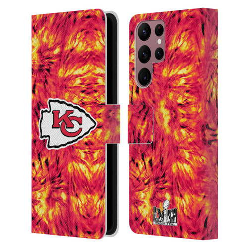 NFL 2024 Super Bowl LVIII Champions Kansas City Chiefs Tie Dye Leather Book Wallet Case Cover For Samsung Galaxy S22 Ultra 5G