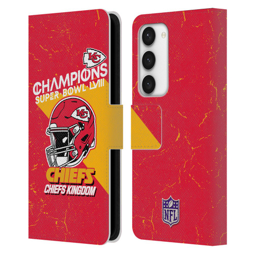 NFL 2024 Super Bowl LVIII Champions Kansas City Chiefs Helmet Leather Book Wallet Case Cover For Samsung Galaxy S23 5G