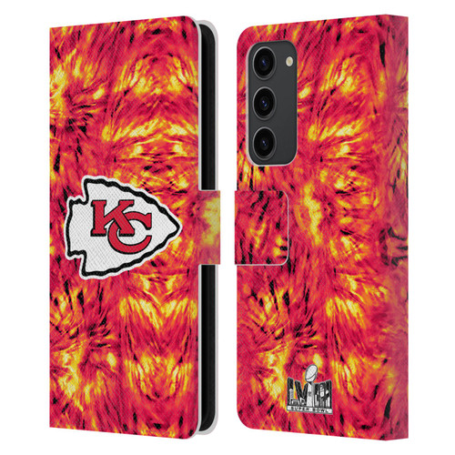 NFL 2024 Super Bowl LVIII Champions Kansas City Chiefs Tie Dye Leather Book Wallet Case Cover For Samsung Galaxy S23+ 5G