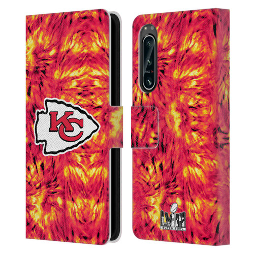 NFL 2024 Super Bowl LVIII Champions Kansas City Chiefs Tie Dye Leather Book Wallet Case Cover For Sony Xperia 5 IV