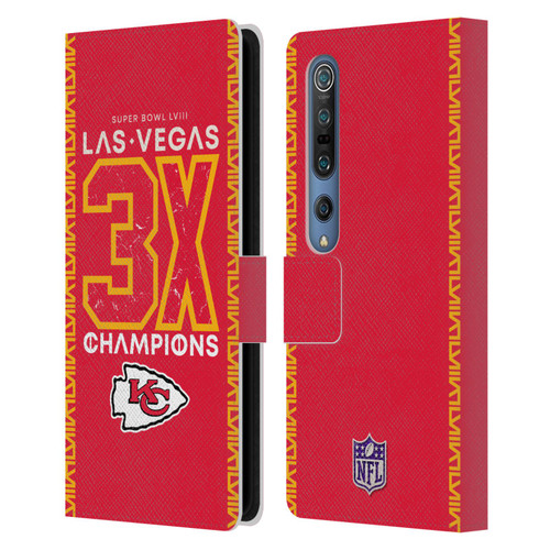 NFL 2024 Super Bowl LVIII Champions Kansas City Chiefs 3x Champ Leather Book Wallet Case Cover For Xiaomi Mi 10 5G / Mi 10 Pro 5G