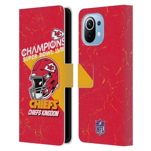 NFL 2024 Super Bowl LVIII Champions Kansas City Chiefs Helmet Leather Book Wallet Case Cover For Xiaomi Mi 11