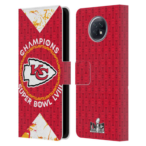 NFL 2024 Super Bowl LVIII Champions Kansas City Chiefs Patterns Leather Book Wallet Case Cover For Xiaomi Redmi Note 9T 5G
