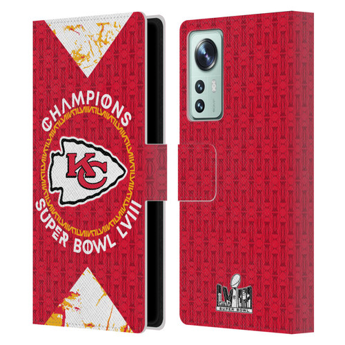 NFL 2024 Super Bowl LVIII Champions Kansas City Chiefs Patterns Leather Book Wallet Case Cover For Xiaomi 12