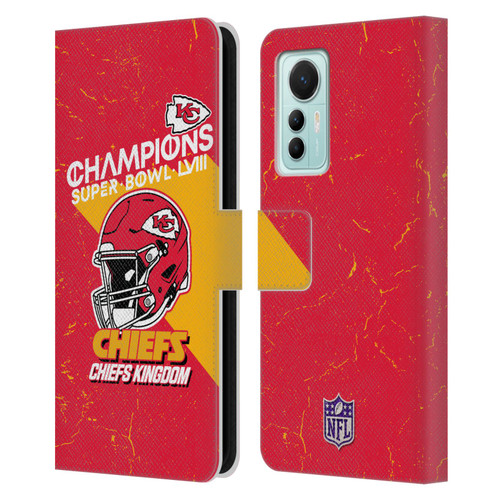 NFL 2024 Super Bowl LVIII Champions Kansas City Chiefs Helmet Leather Book Wallet Case Cover For Xiaomi 12 Lite